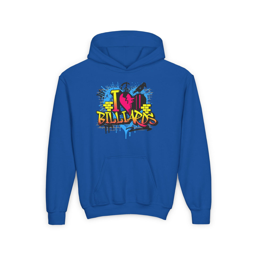 I Love Billiards Graffiti - Unisex Youth Pullover Hoodie - BFLY BILLIARDS