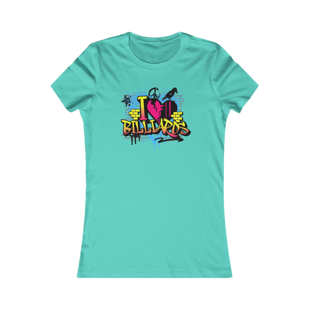 I Love Billiards Graffiti - Women's Fitted Tee - BFLY BILLIARDS