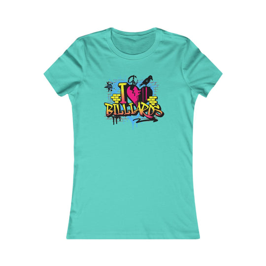 I Love Billiards Graffiti - Women's Fitted Tee - BFLY BILLIARDS