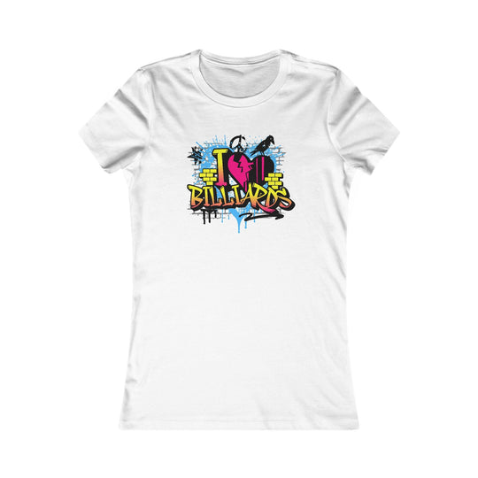I Love Billiards Graffiti - Women's Fitted Tee - BFLY BILLIARDS