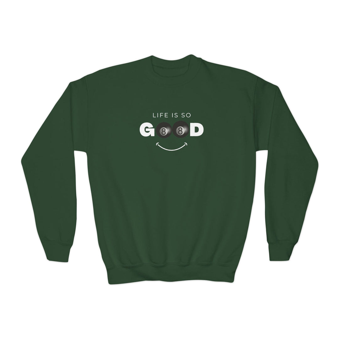 Life is So Good - 8 Ball - Unisex Youth Crewneck Sweatshirt - BFLY BILLIARDS