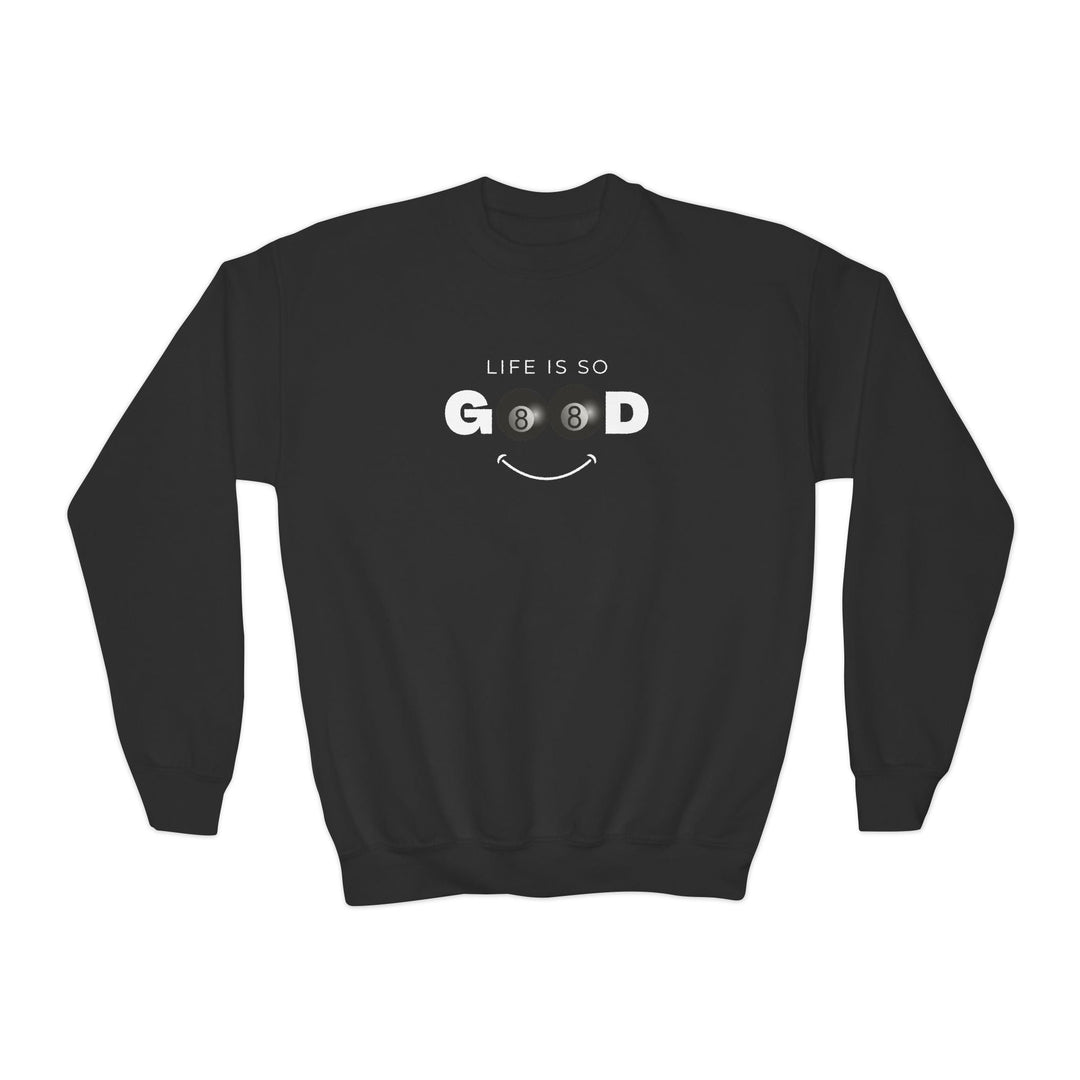 Life is So Good - 8 Ball - Unisex Youth Crewneck Sweatshirt - BFLY BILLIARDS