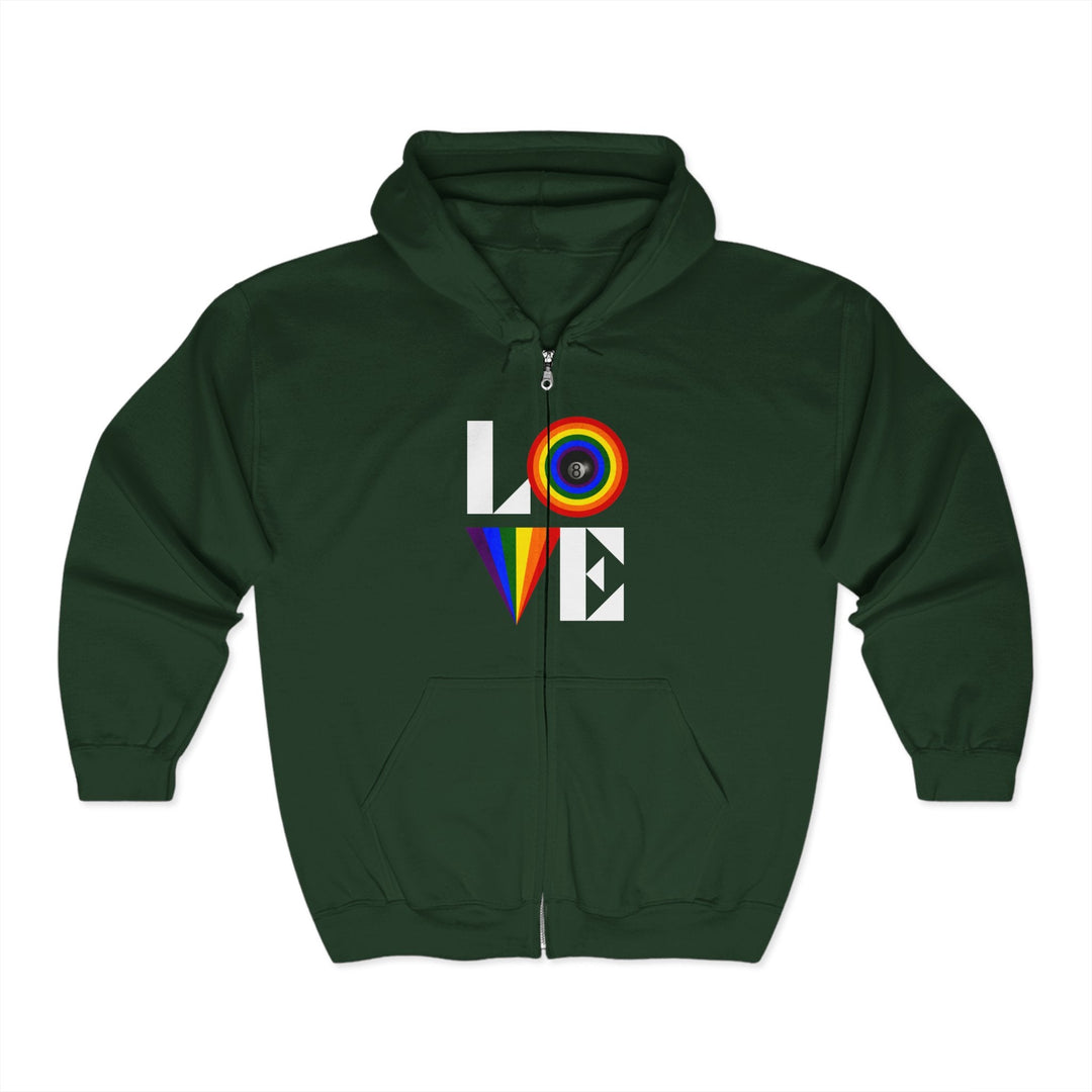 LOVE - 8 Ball Billiards - Full Zip Hoodie - BFLY BILLIARDS