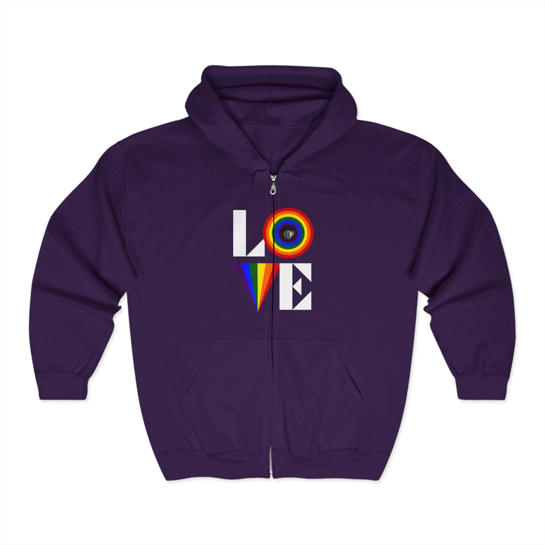LOVE - 8 Ball Billiards - Full Zip Hoodie - BFLY BILLIARDS