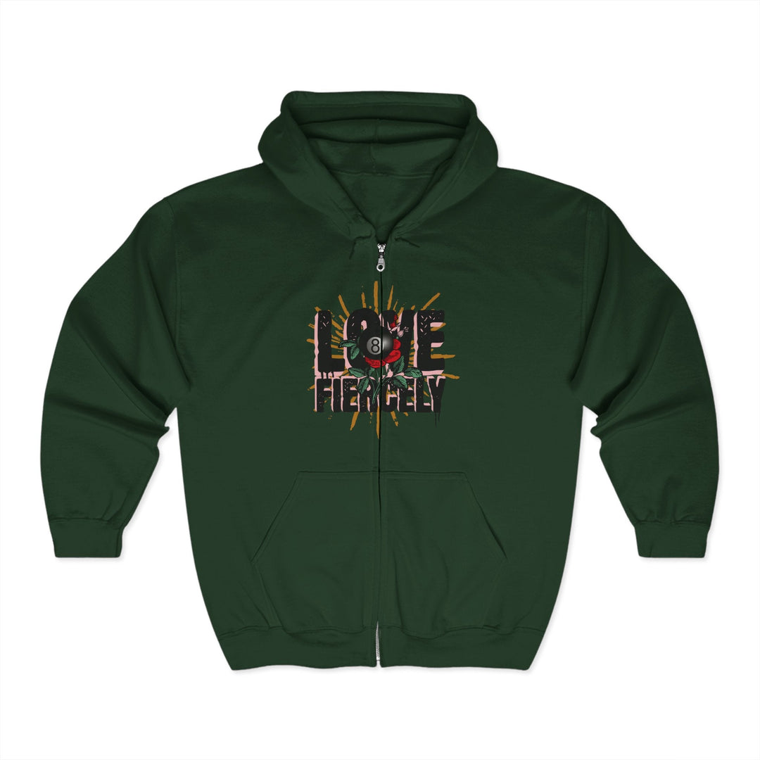 Love Fiercely - 8 Ball - Full Zip Hoodie - BFLY BILLIARDS