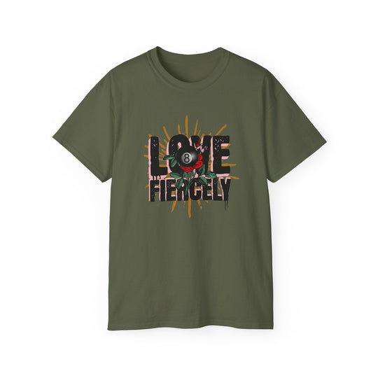 Love Fiercely - 8 Ball - Unisex Cotton T-Shirt - BFLY BILLIARDS