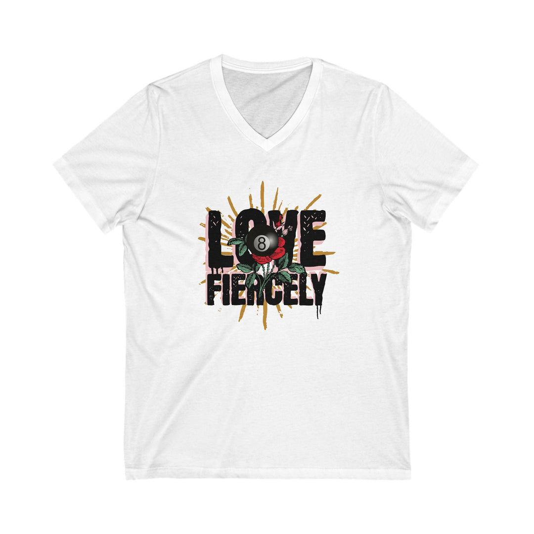 Love Fiercely - 8 Ball - Unisex V - Neck Tee - BFLY BILLIARDS
