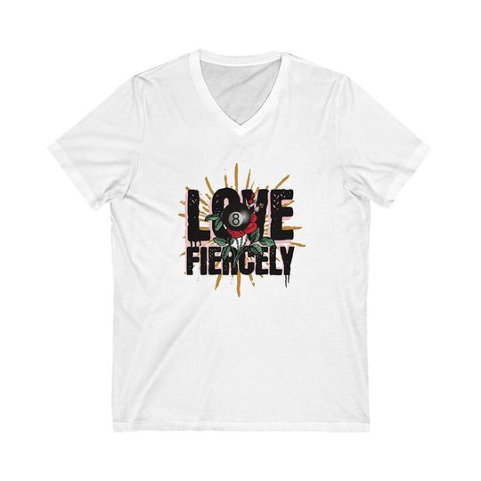 Love Fiercely - 8 Ball - Unisex V - Neck Tee - BFLY BILLIARDS