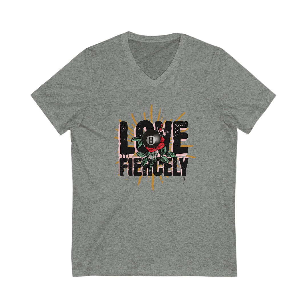 Love Fiercely - 8 Ball - Unisex V - Neck Tee - BFLY BILLIARDS