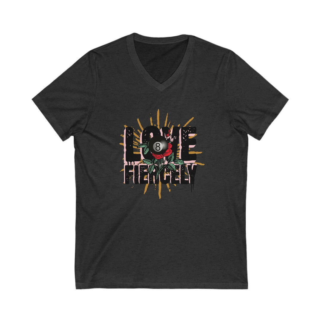 Love Fiercely - 8 Ball - Unisex V - Neck Tee - BFLY BILLIARDS