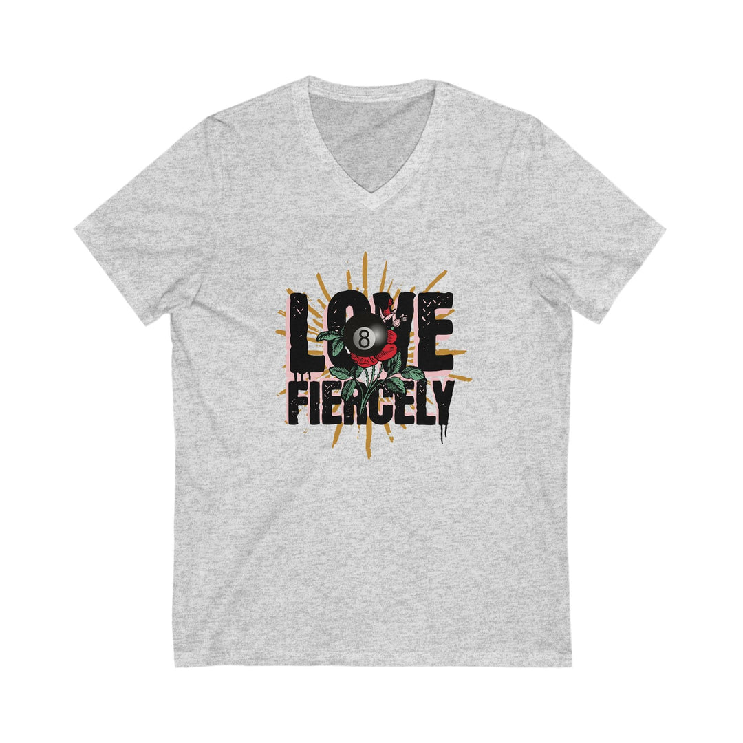 Love Fiercely - 8 Ball - Unisex V - Neck Tee - BFLY BILLIARDS
