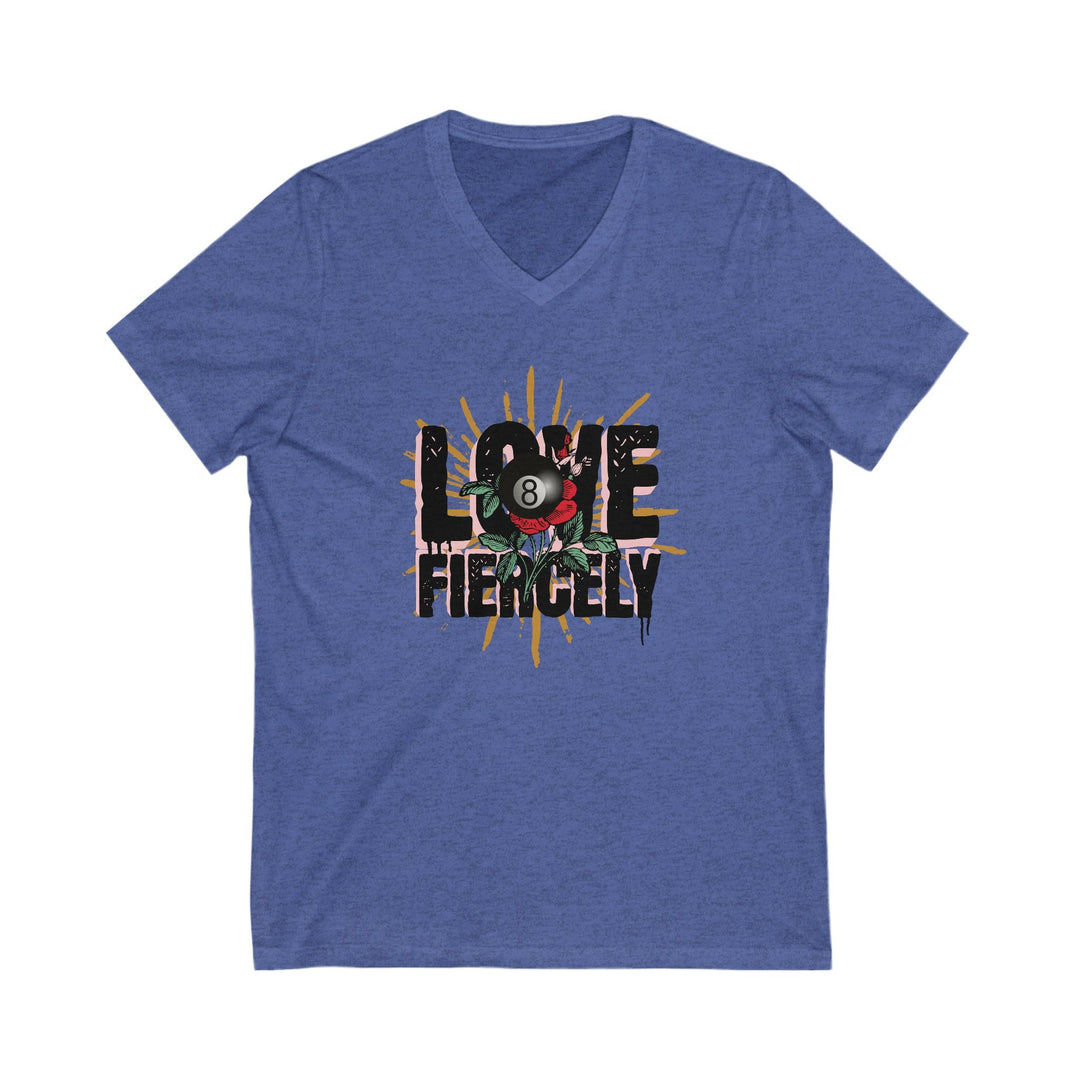 Love Fiercely - 8 Ball - Unisex V - Neck Tee - BFLY BILLIARDS