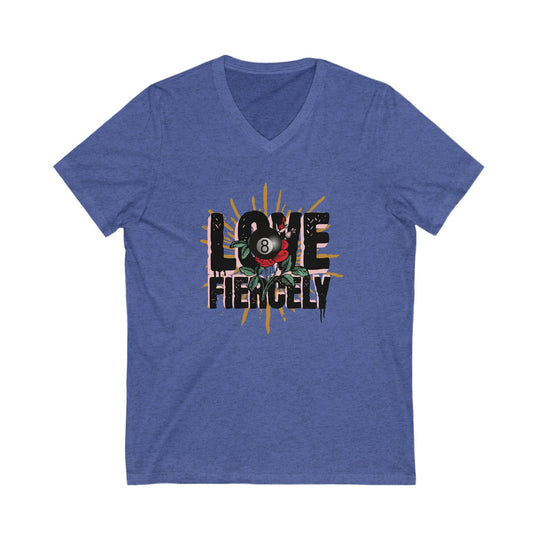 Love Fiercely - 8 Ball - Unisex V - Neck Tee - BFLY BILLIARDS