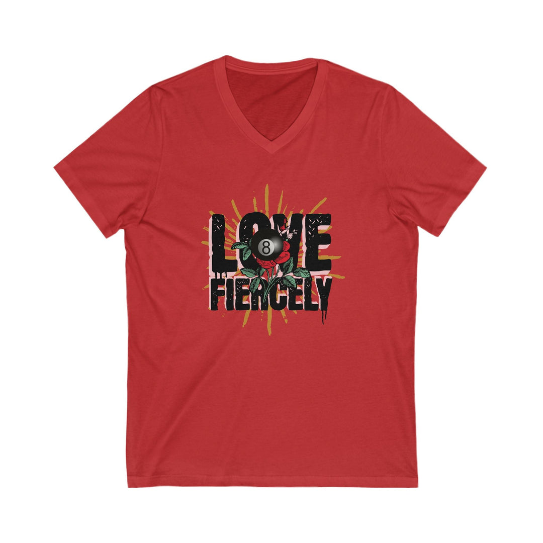 Love Fiercely - 8 Ball - Unisex V - Neck Tee - BFLY BILLIARDS