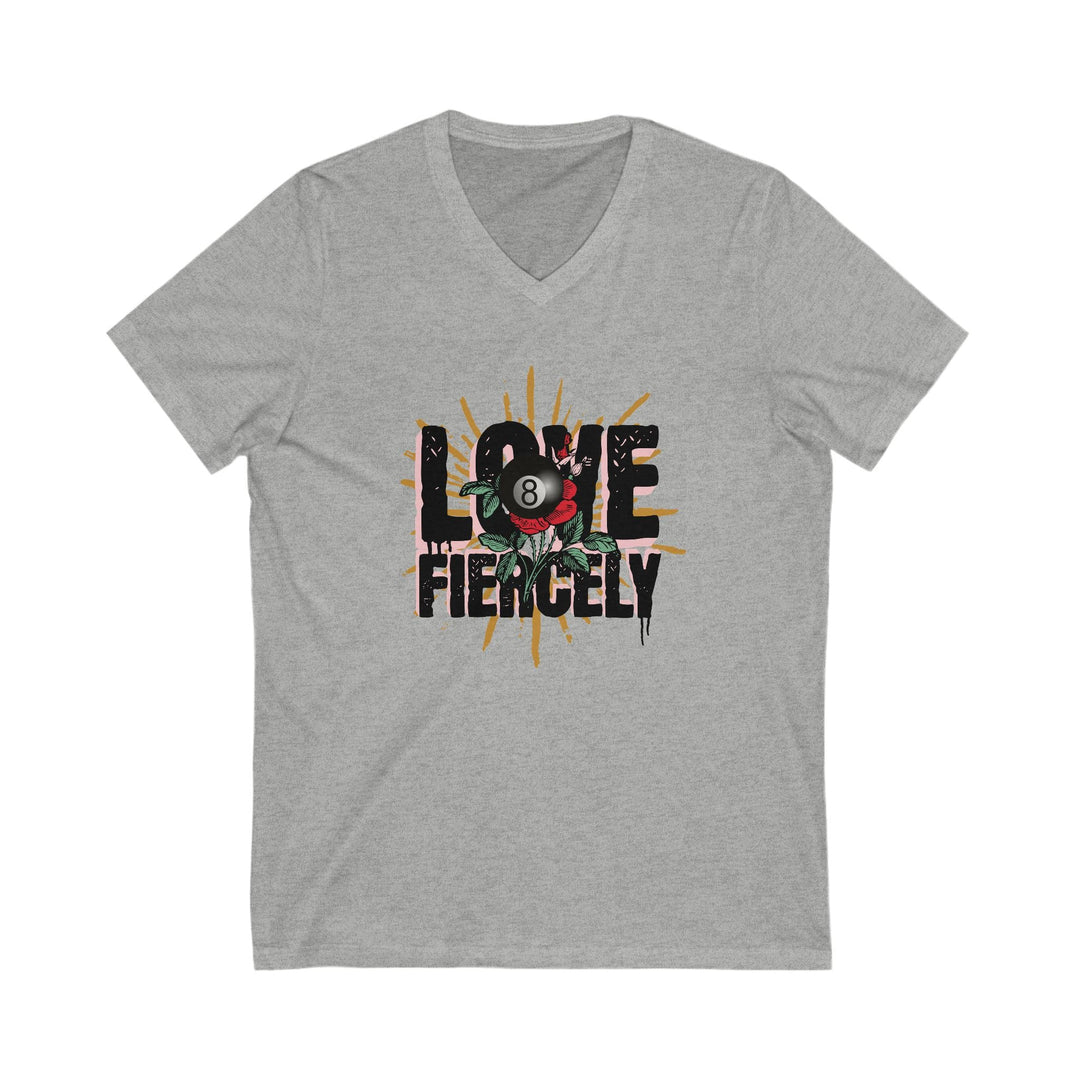 Love Fiercely - 8 Ball - Unisex V - Neck Tee - BFLY BILLIARDS