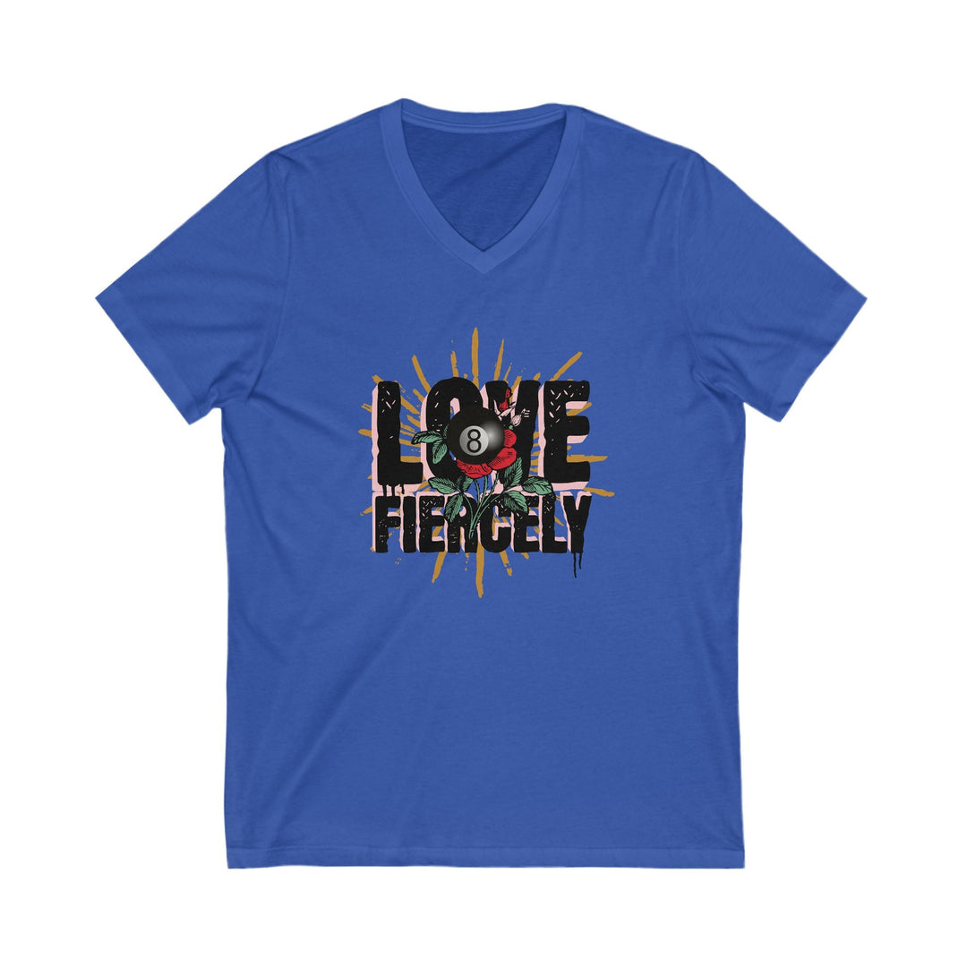 Love Fiercely - 8 Ball - Unisex V - Neck Tee - BFLY BILLIARDS