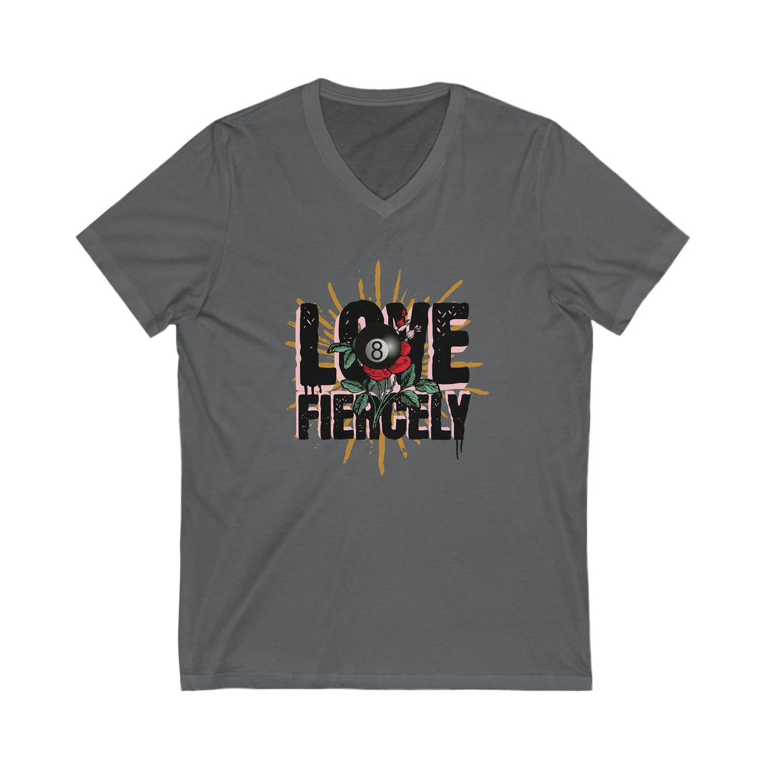 Love Fiercely - 8 Ball - Unisex V - Neck Tee - BFLY BILLIARDS