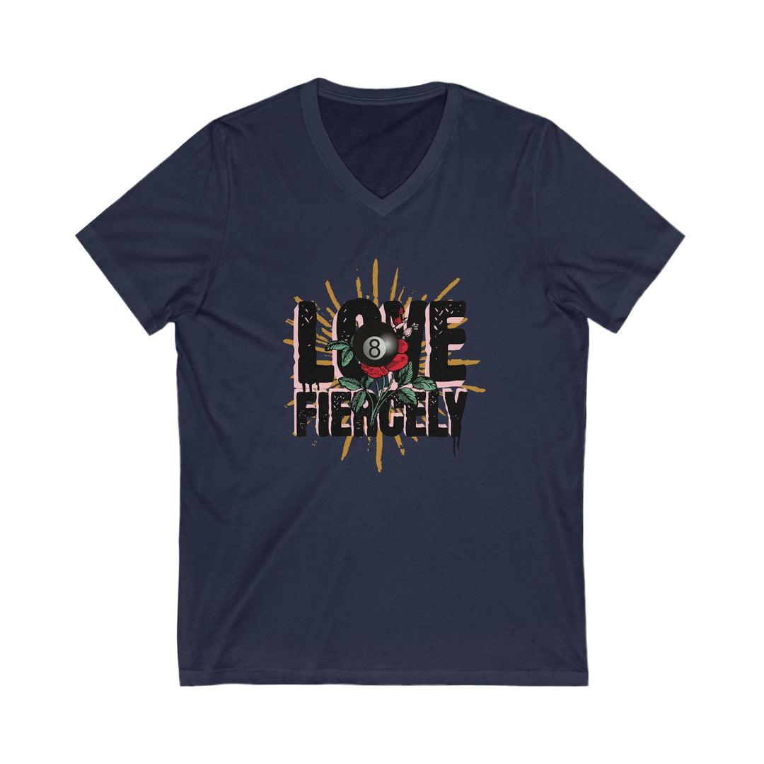 Love Fiercely - 8 Ball - Unisex V - Neck Tee - BFLY BILLIARDS