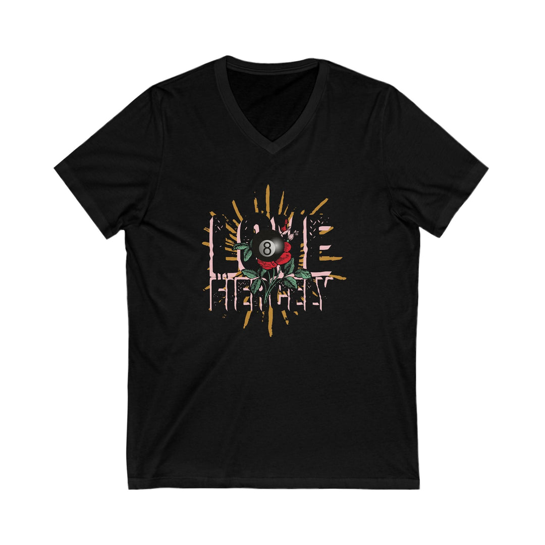 Love Fiercely - 8 Ball - Unisex V - Neck Tee - BFLY BILLIARDS