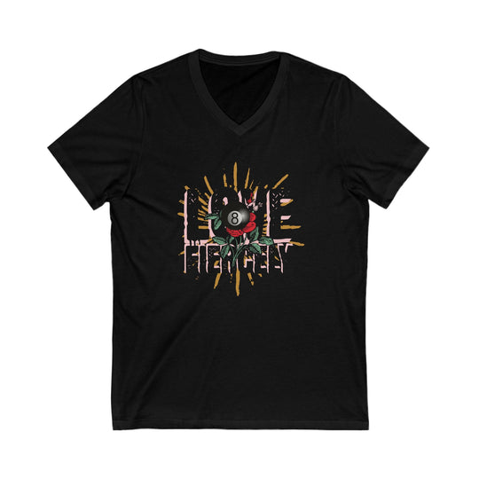 Love Fiercely - 8 Ball - Unisex V - Neck Tee - BFLY BILLIARDS