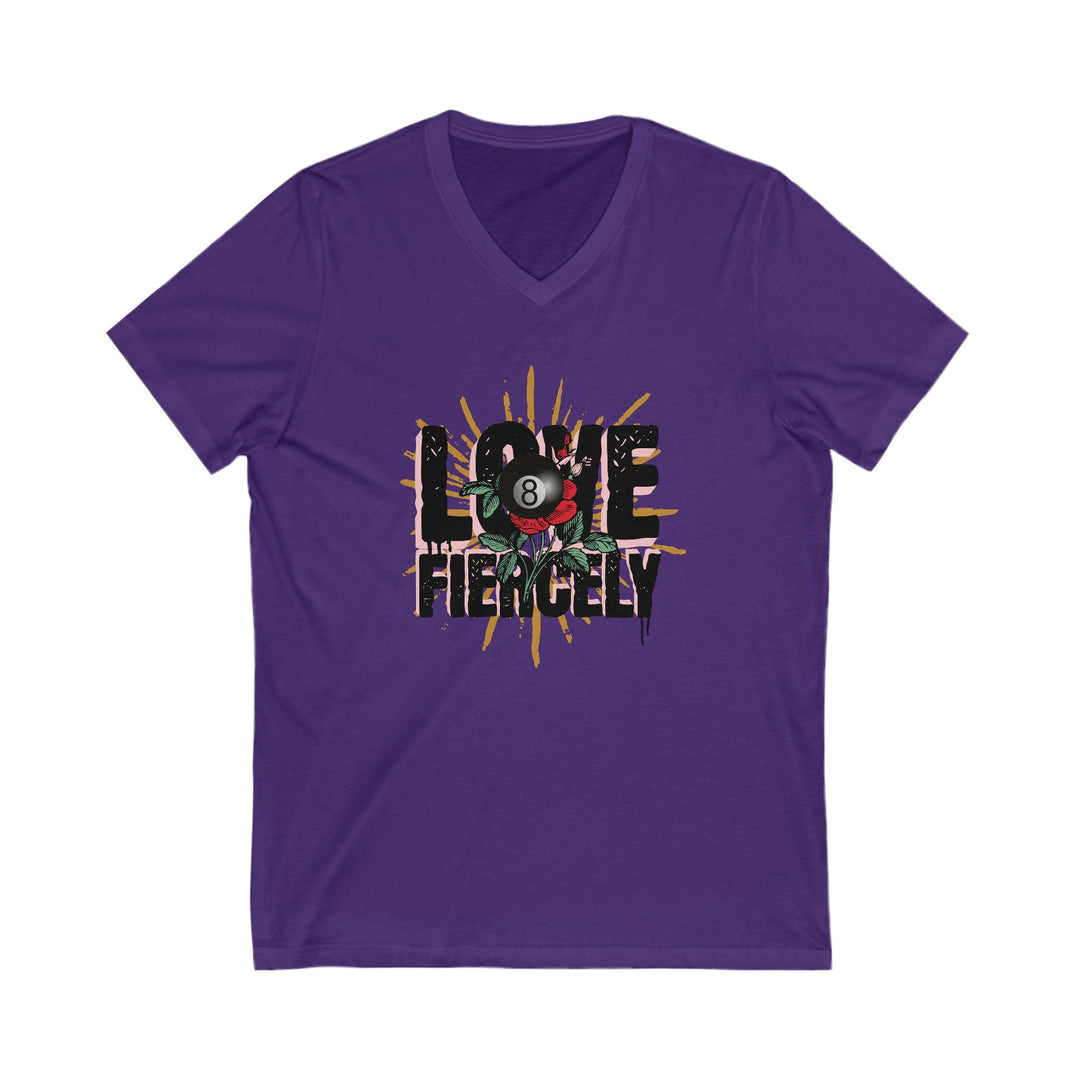 Love Fiercely - 8 Ball - Unisex V - Neck Tee - BFLY BILLIARDS