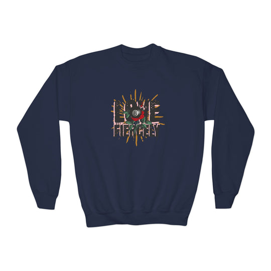 Love Fiercely - 8 Ball - Unisex Youth Crewneck Sweatshirt - BFLY BILLIARDS