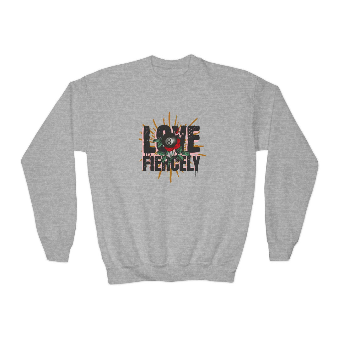 Love Fiercely - 8 Ball - Unisex Youth Crewneck Sweatshirt - BFLY BILLIARDS