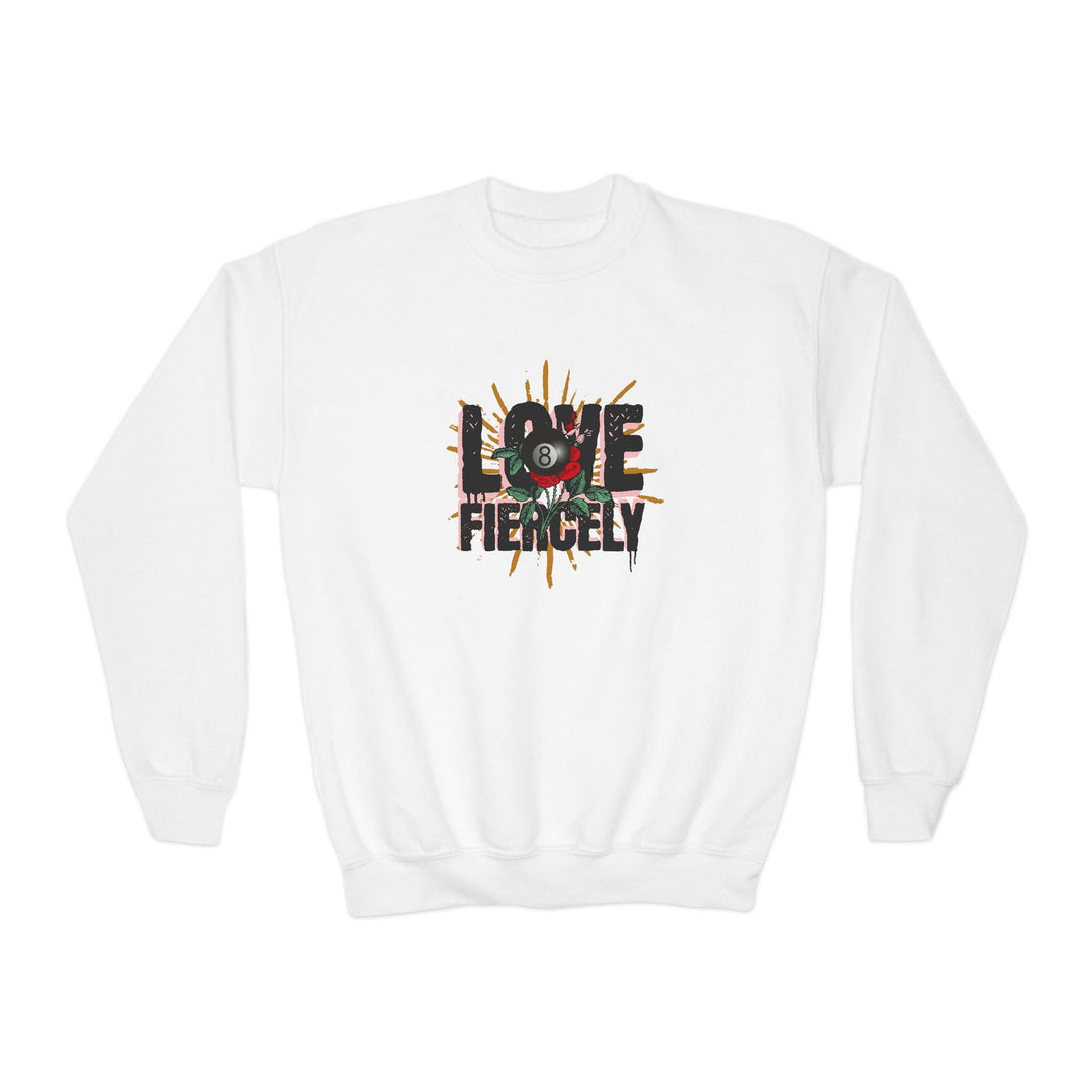 Love Fiercely - 8 Ball - Unisex Youth Crewneck Sweatshirt - BFLY BILLIARDS