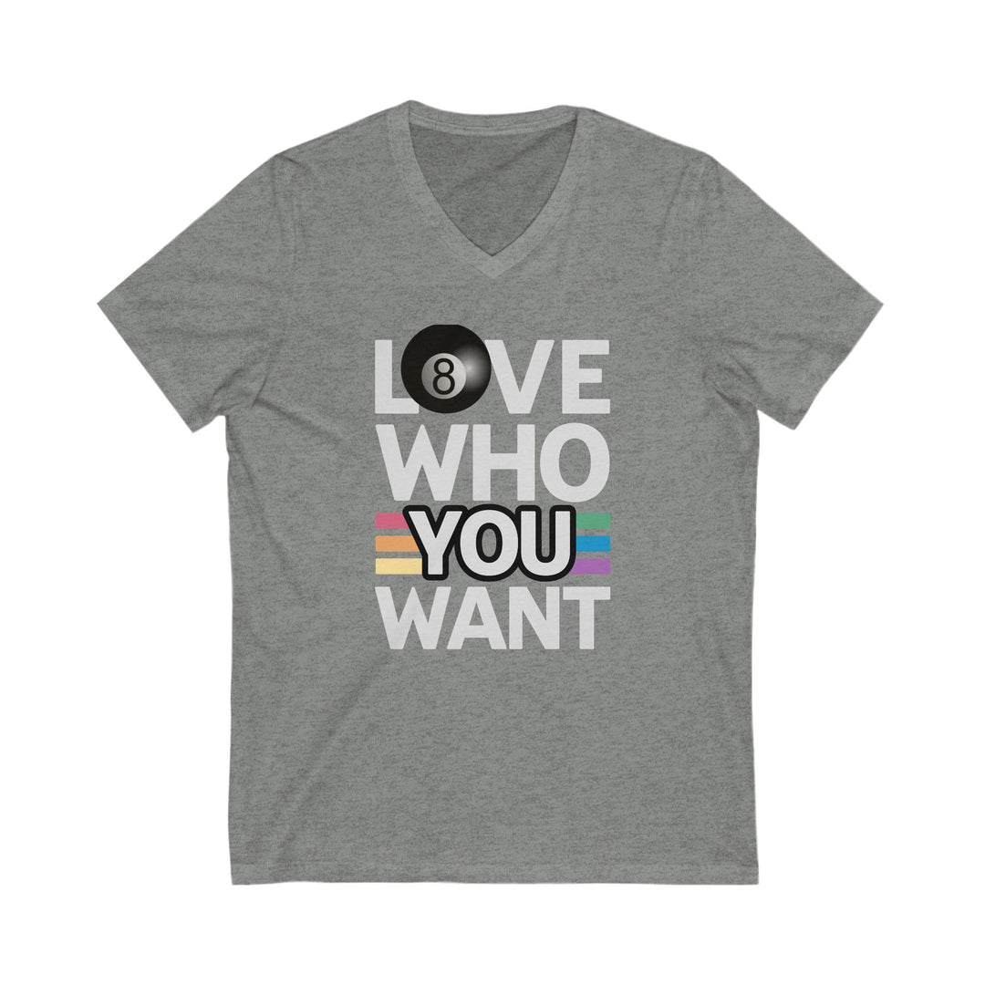 Love who you want - 8 Ball - Unisex V - Neck Tee - BFLY BILLIARDS