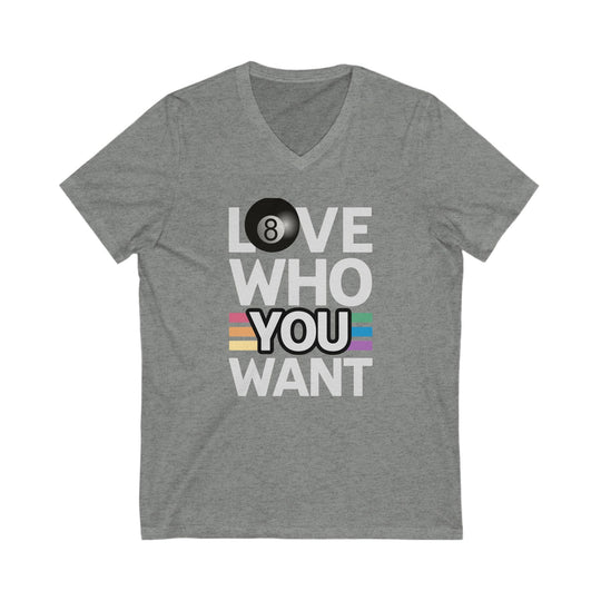 Love who you want - 8 Ball - Unisex V - Neck Tee - BFLY BILLIARDS