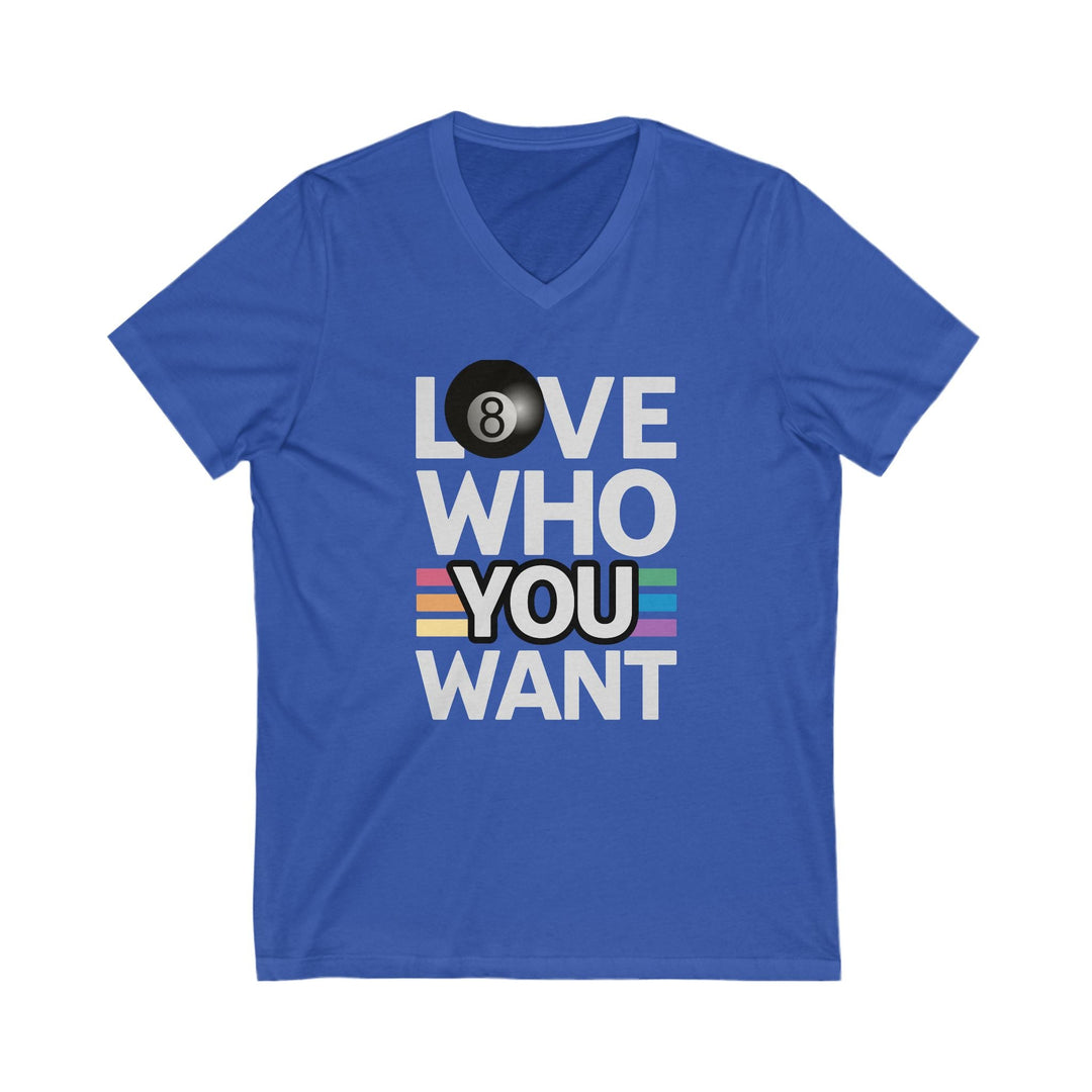 Love who you want - 8 Ball - Unisex V - Neck Tee - BFLY BILLIARDS