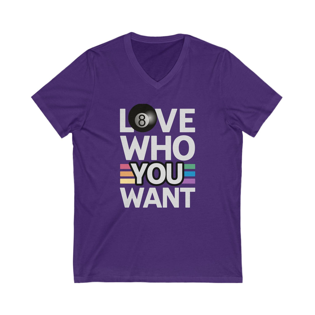Love who you want - 8 Ball - Unisex V - Neck Tee - BFLY BILLIARDS