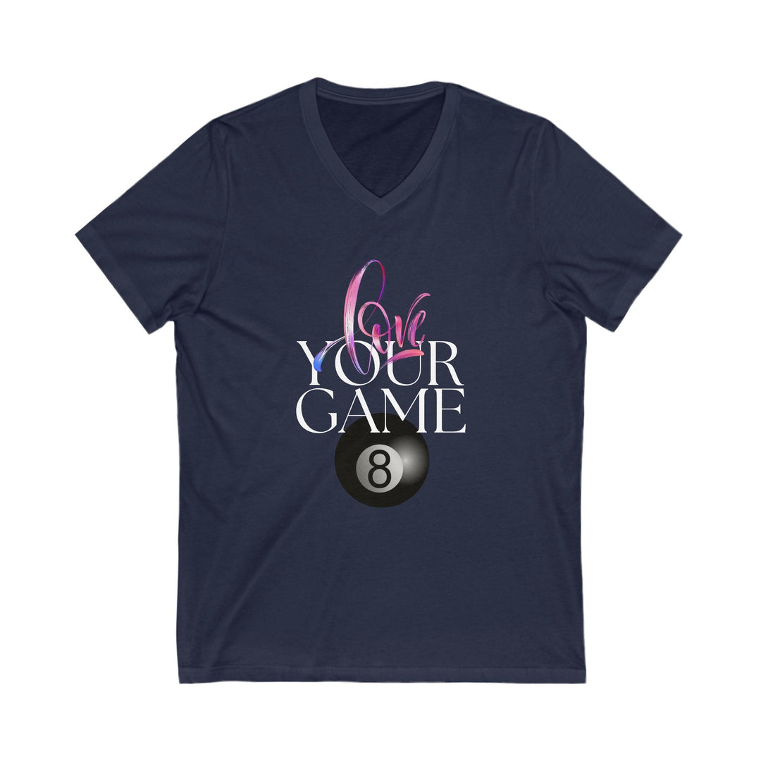 Love Your Game - 8 Ball - Unisex V - Neck Tee - BFLY BILLIARDS