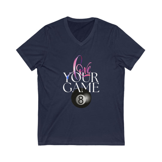 Love Your Game - 8 Ball - Unisex V - Neck Tee - BFLY BILLIARDS