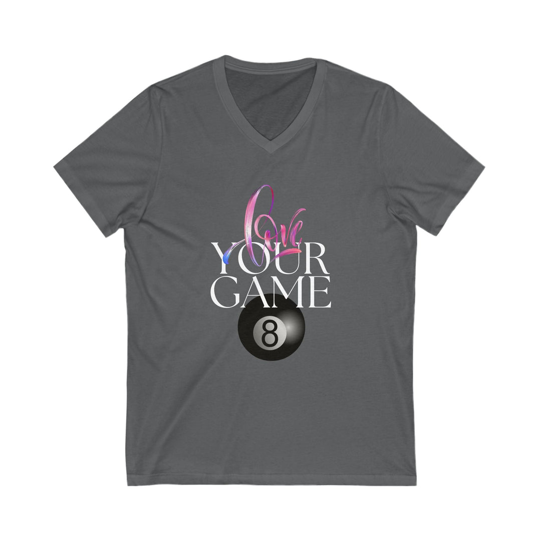 Love Your Game - 8 Ball - Unisex V - Neck Tee - BFLY BILLIARDS