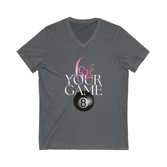 Love Your Game - 8 Ball - Unisex V - Neck Tee - BFLY BILLIARDS