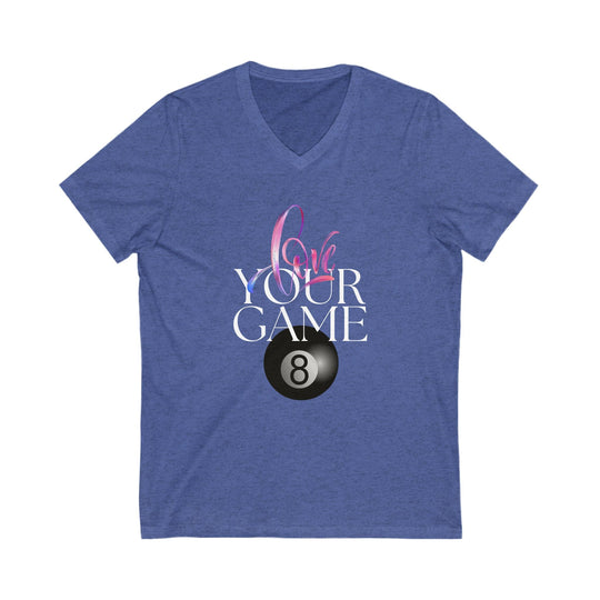 Love Your Game - 8 Ball - Unisex V - Neck Tee - BFLY BILLIARDS