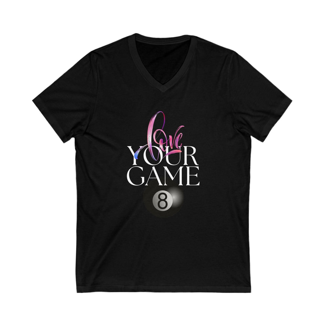 Love Your Game - 8 Ball - Unisex V - Neck Tee - BFLY BILLIARDS