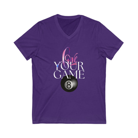 Love Your Game - 8 Ball - Unisex V - Neck Tee - BFLY BILLIARDS