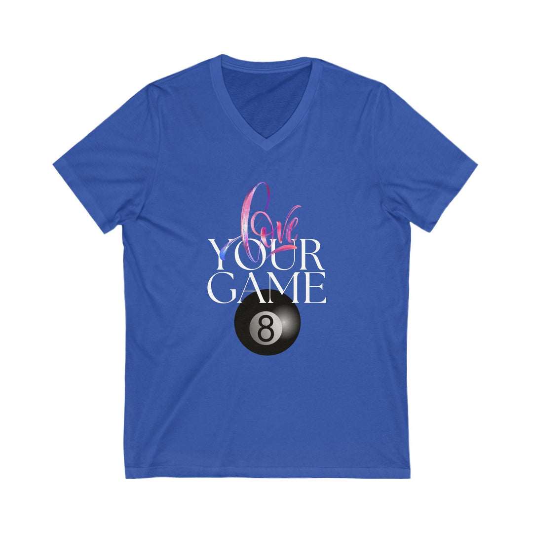 Love Your Game - 8 Ball - Unisex V - Neck Tee - BFLY BILLIARDS