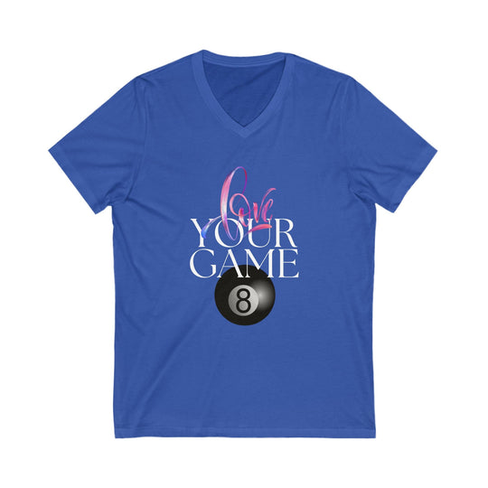 Love Your Game - 8 Ball - Unisex V - Neck Tee - BFLY BILLIARDS