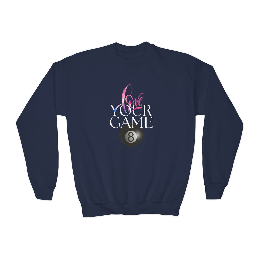 Love Your Game - 8 Ball - Unisex Youth Crewneck Sweatshirt - BFLY BILLIARDS