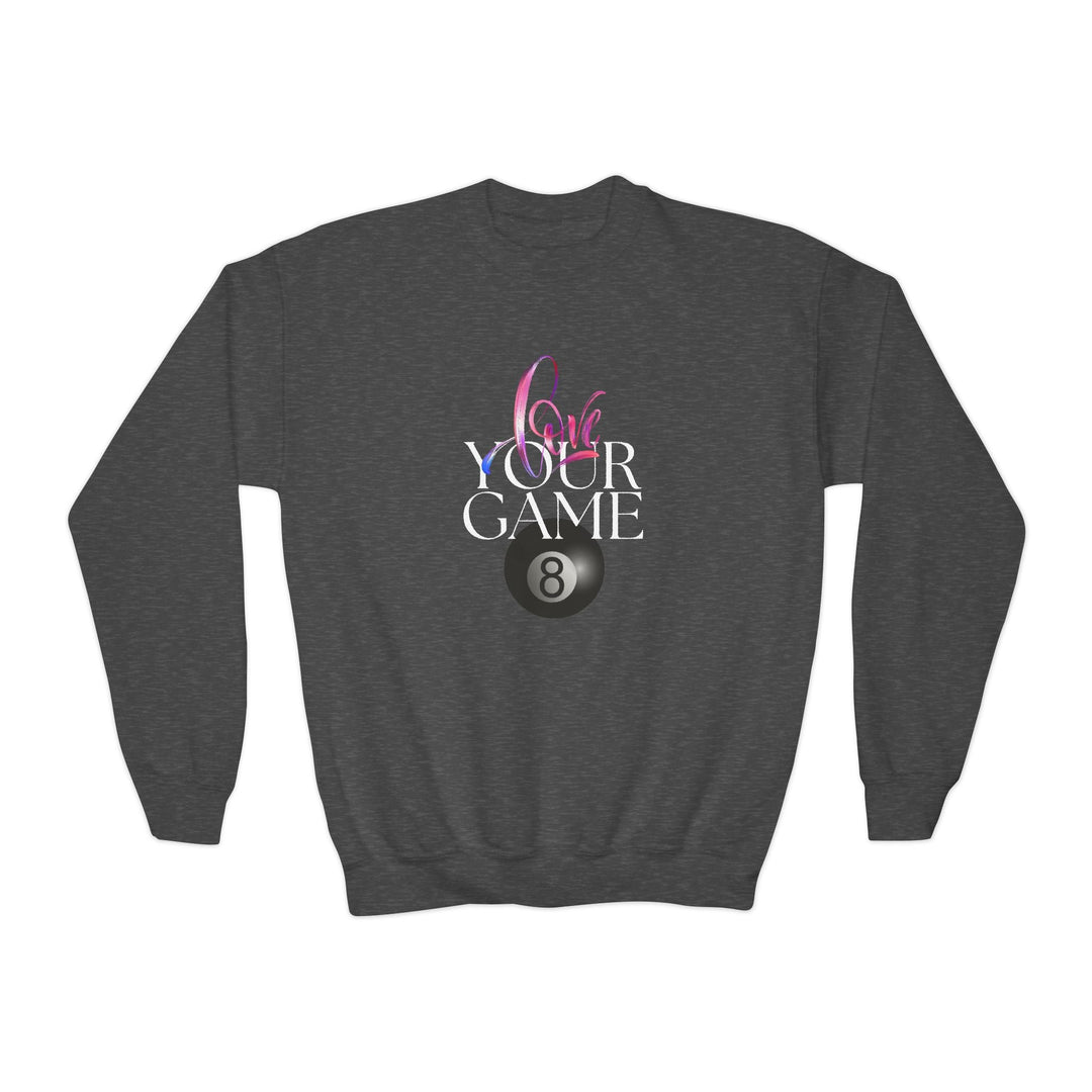 Love Your Game - 8 Ball - Unisex Youth Crewneck Sweatshirt - BFLY BILLIARDS