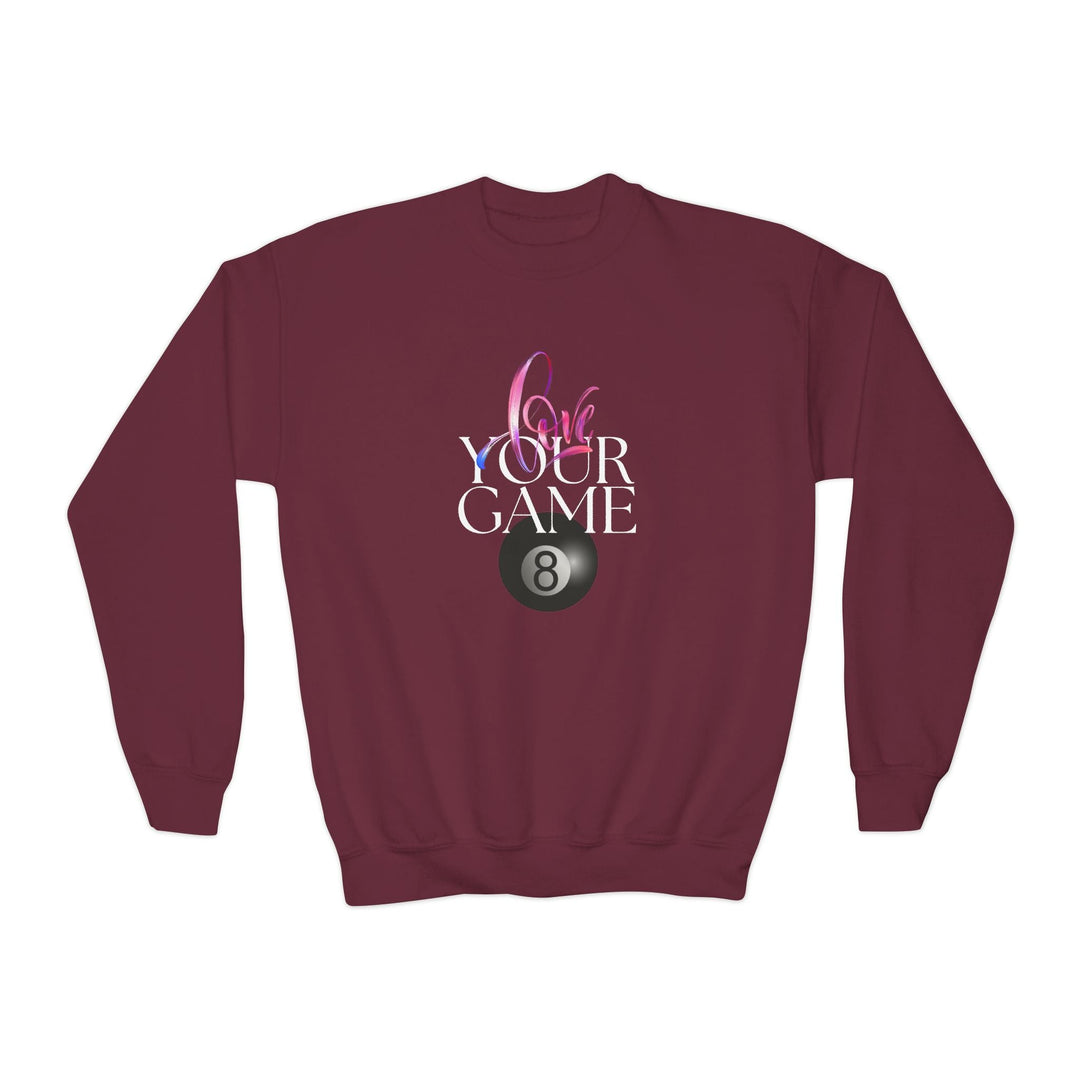 Love Your Game - 8 Ball - Unisex Youth Crewneck Sweatshirt - BFLY BILLIARDS