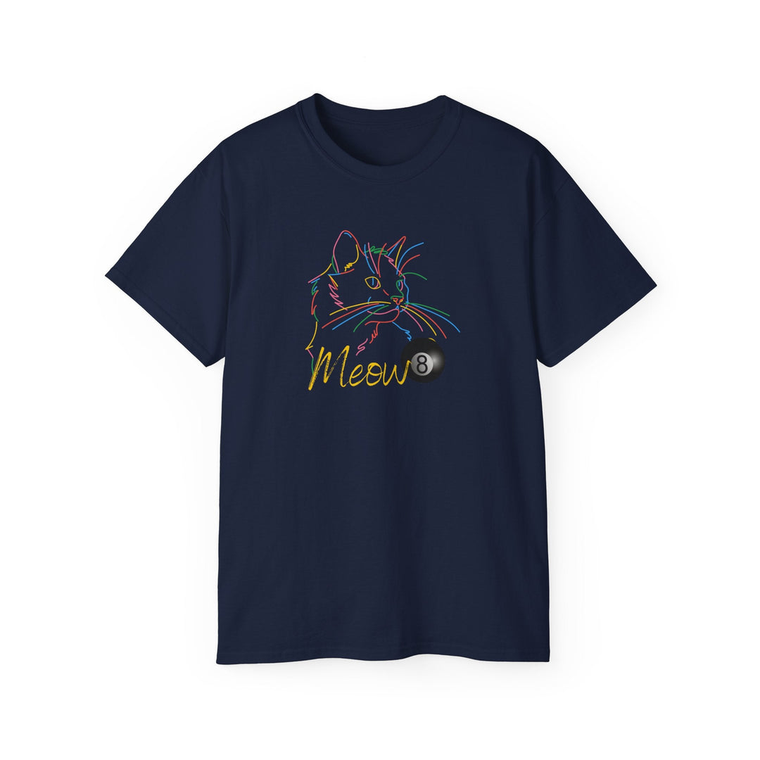 Meow - Neon 8 Ball Cat - Unisex Cotton T-Shirt - BFLY BILLIARDS