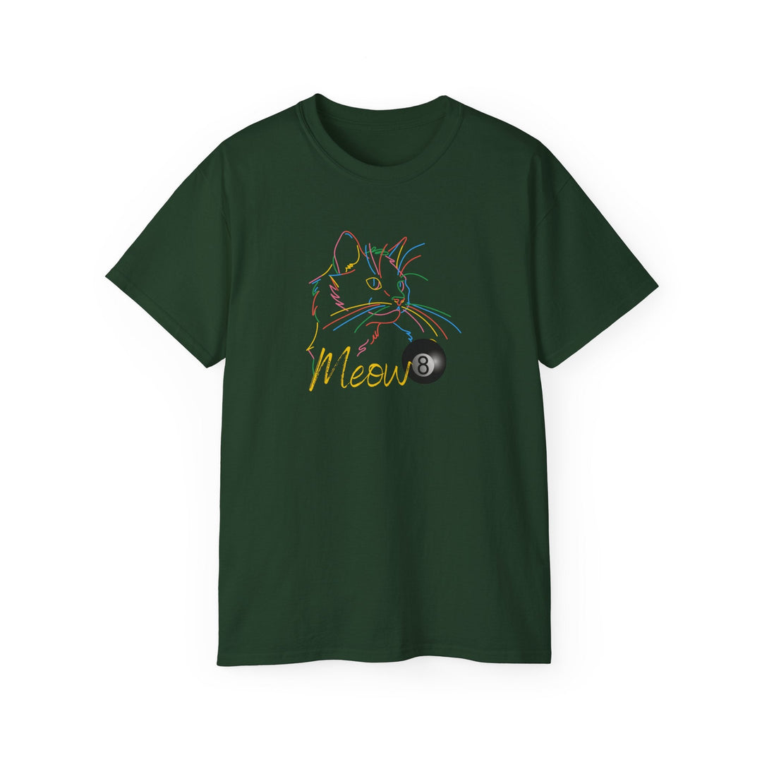 Meow - Neon 8 Ball Cat - Unisex Cotton T-Shirt - BFLY BILLIARDS
