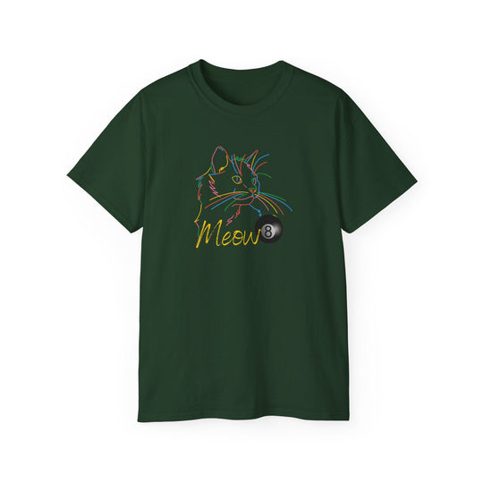 Meow - Neon 8 Ball Cat - Unisex Cotton T-Shirt - BFLY BILLIARDS
