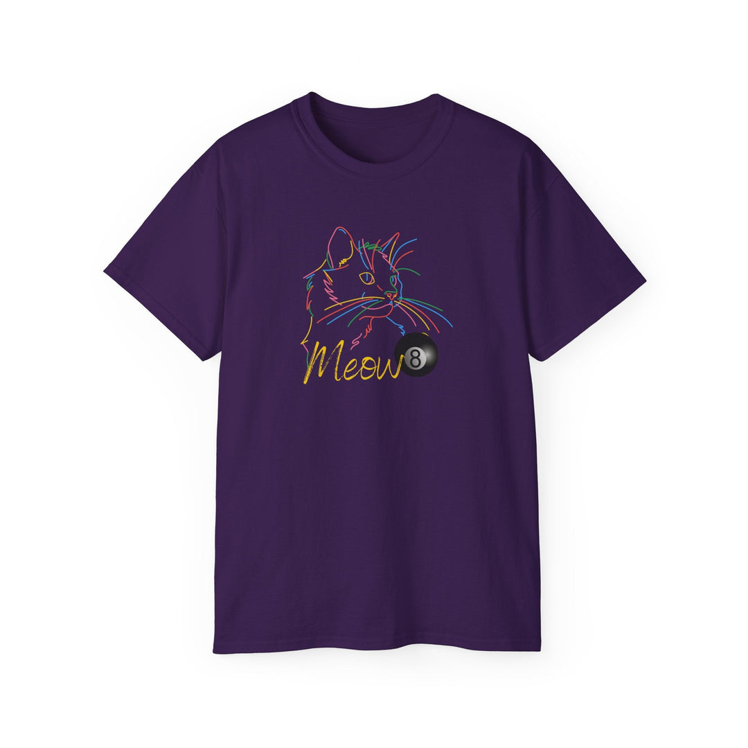 Meow - Neon 8 Ball Cat - Unisex Cotton T-Shirt - BFLY BILLIARDS