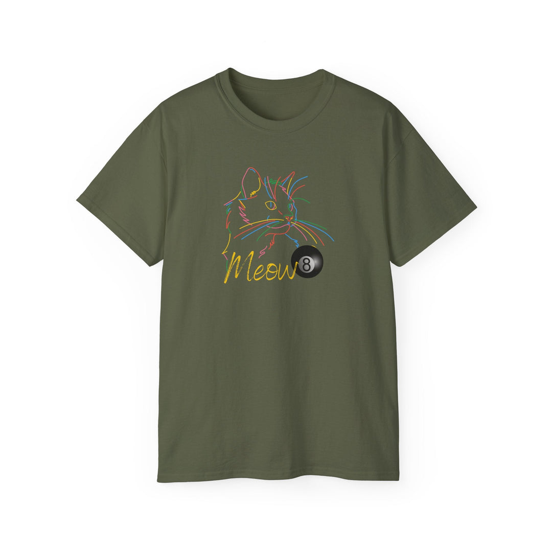 Meow - Neon 8 Ball Cat - Unisex Cotton T-Shirt - BFLY BILLIARDS