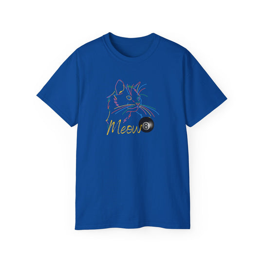 Meow - Neon 8 Ball Cat - Unisex Cotton T-Shirt - BFLY BILLIARDS